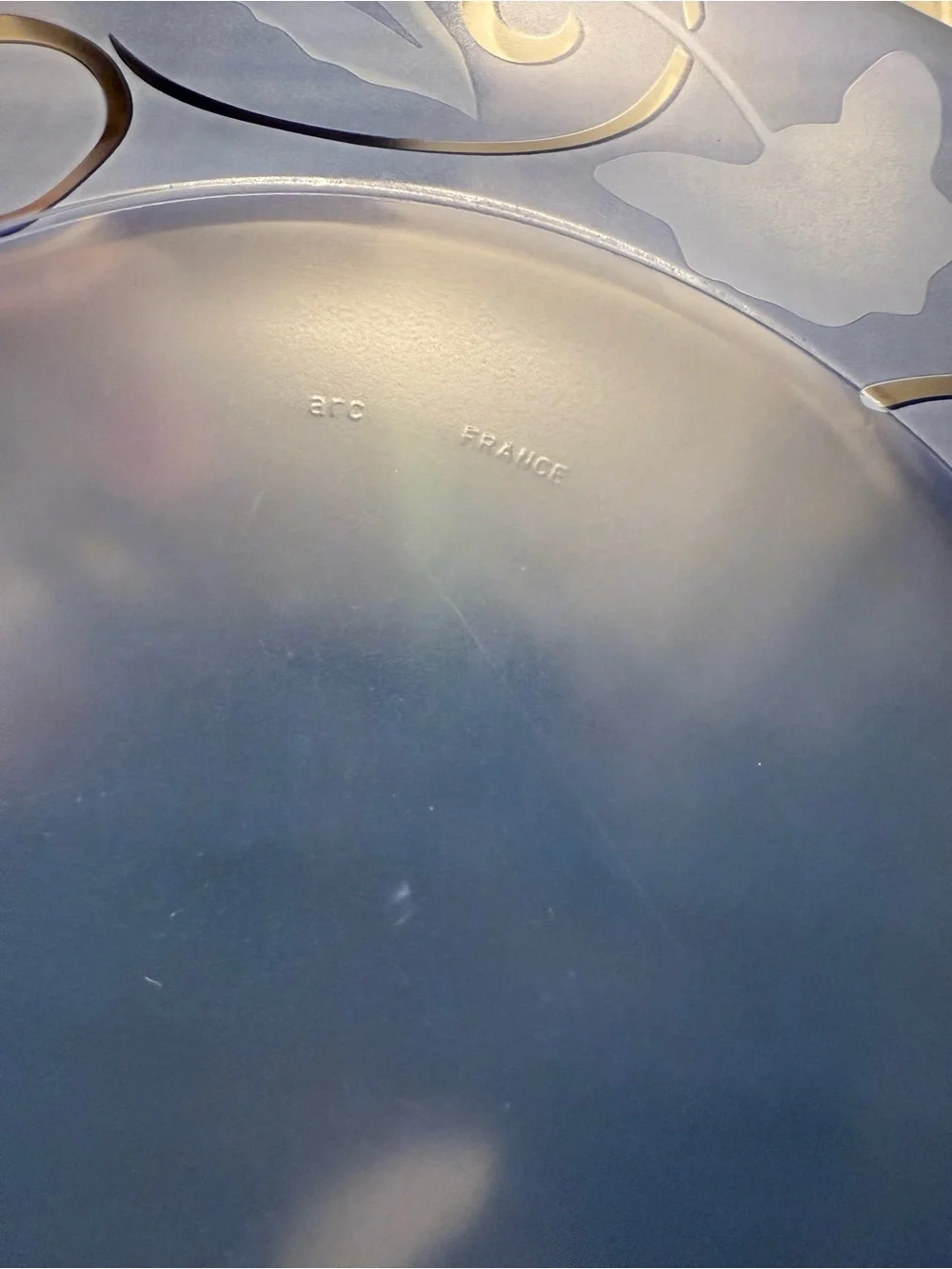 6 Luminarc Plenitude distinctive cobalt blue glass border. By Arcoroc France